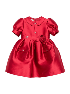 Abito per neonata Elie Saab Junior rosso con decorazione a forma di rosa