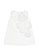 Abito per neonata Elisabetta Franchi La Mia Bambina bianco con applicazione floreale - Rubino Kids