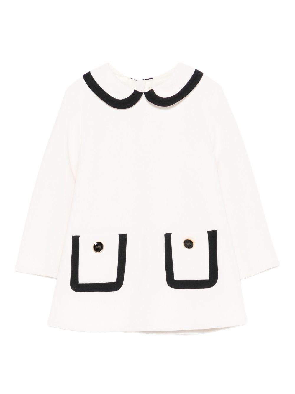 Abito per neonata Elisabetta Franchi La Mia Bambina bianco con colletto alla Peter Pan - Rubino Kids