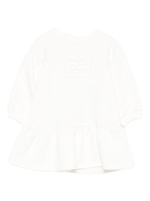 Elisabetta Franchi La Mia Bambina white baby girl dress with embroidered logo