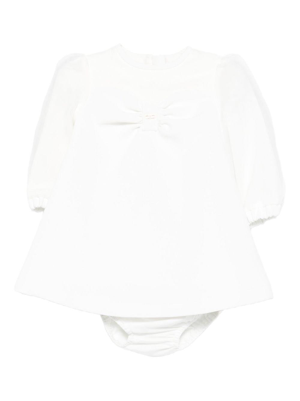 Abito per neonata Elisabetta Franchi La Mia Bambina bianco con maniche a palloncino - Rubino Kids
