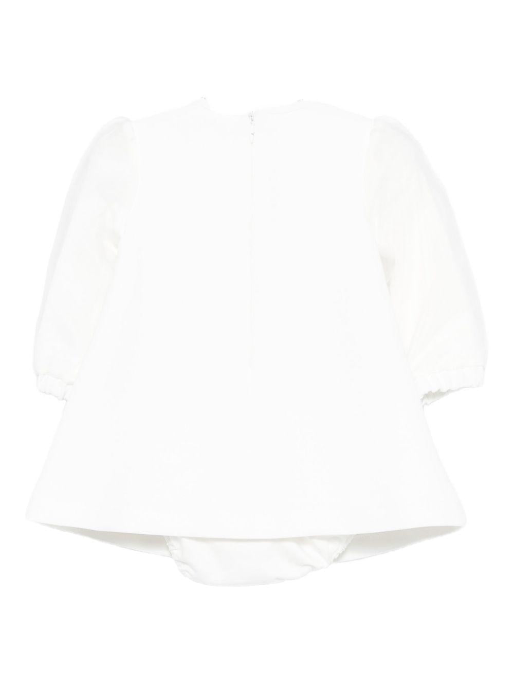 Abito per neonata Elisabetta Franchi La Mia Bambina bianco con maniche a palloncino - Rubino Kids