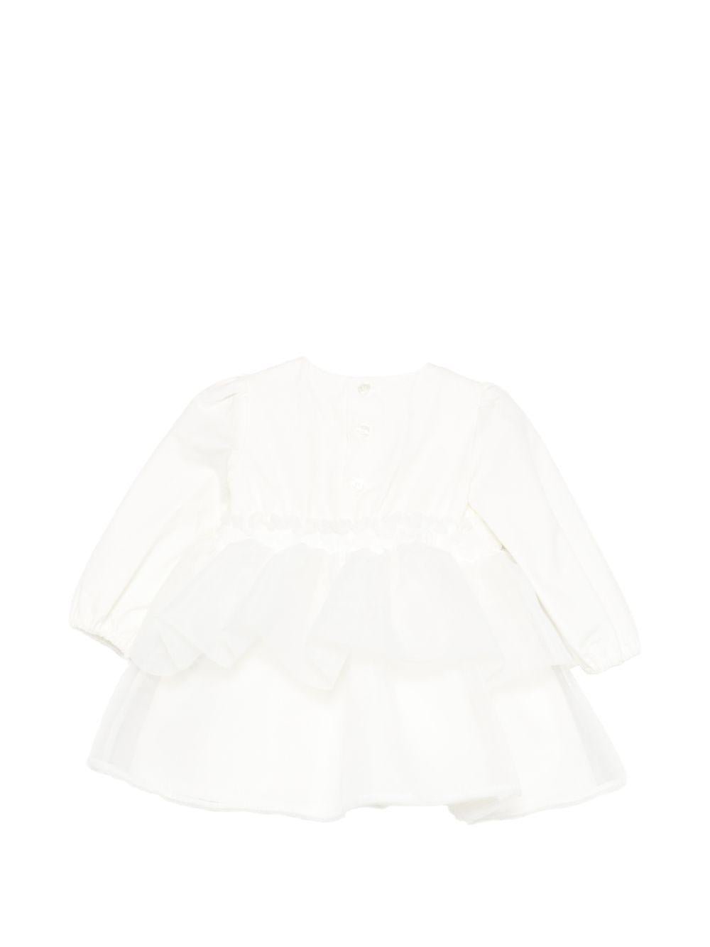 Abito per neonata Elisabetta Franchi La Mia Bambina bianco con ruches - Rubino Kids