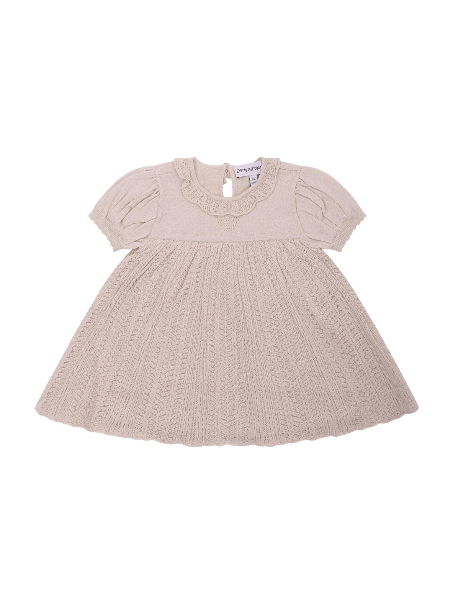 Abito per neonata Emporio Armani Kids beige con dettagli in pizzo - Rubino Kids