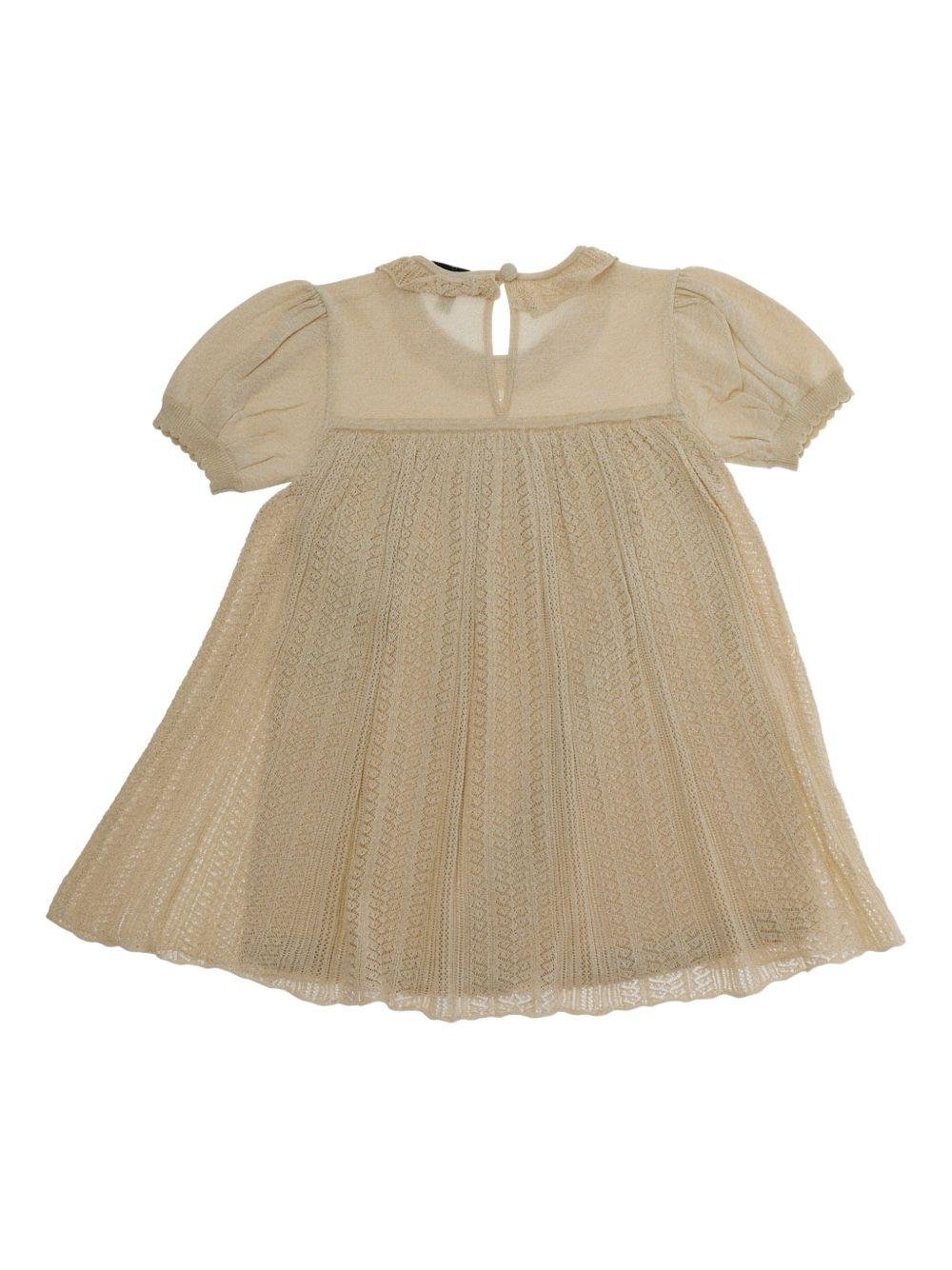 Abito per neonata Emporio Armani Kids beige con dettagli in pizzo - Rubino Kids