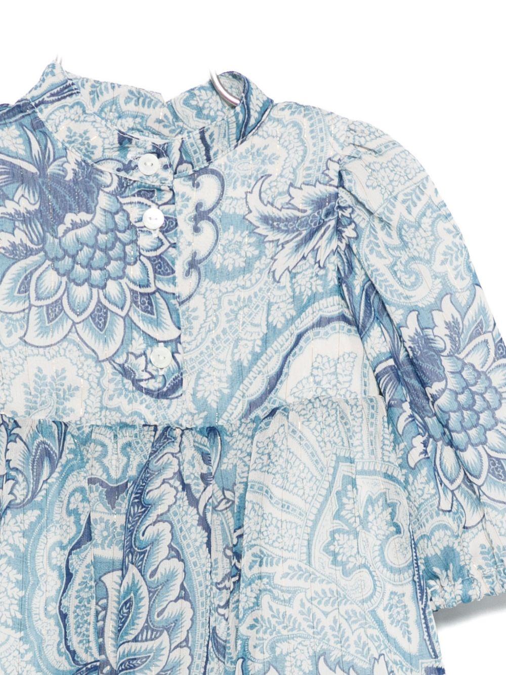 Abito per neonata Etro Kids azzurro con motivo paisley - Rubino Kids