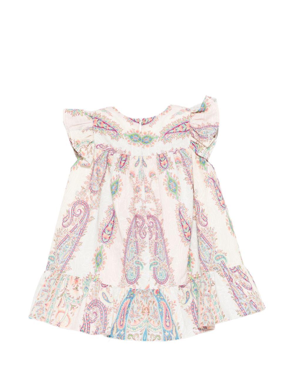 Abito per neonata Etro Kids beige con stampa Paisley all - over - Rubino Kids