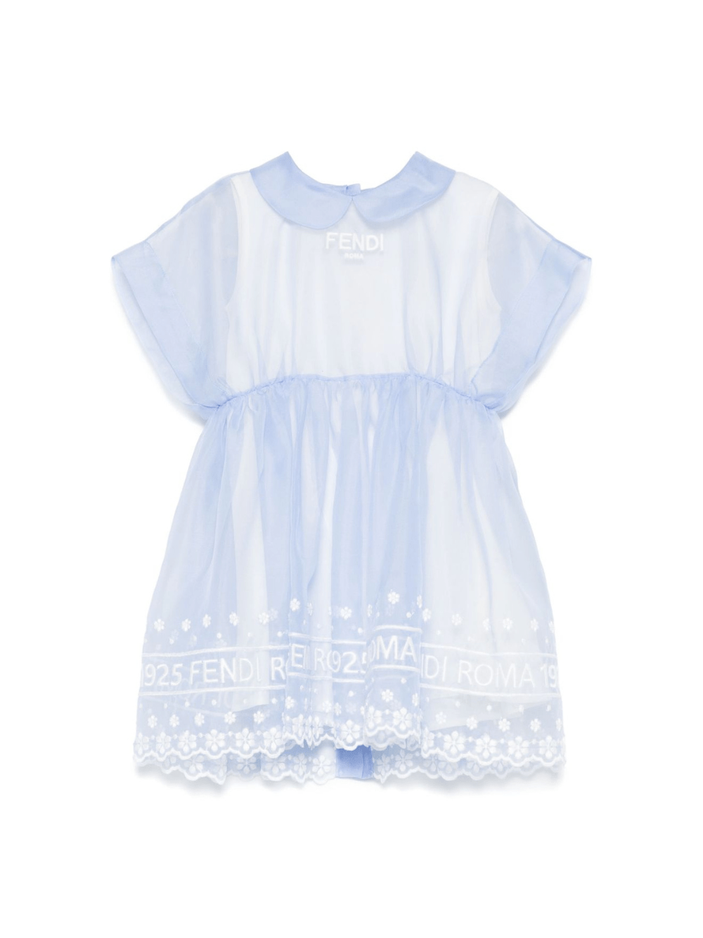 Abito per neonata Fendi Kids azzurro in seta con motivo con ricamo - Rubino Kids