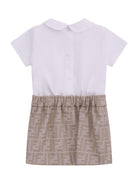 Abito per neonata Fendi Kids beige con gonna in tessuto jacquard - Rubino Kids