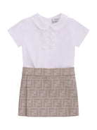 Abito per neonata Fendi Kids beige con gonna in tessuto jacquard - Rubino Kids