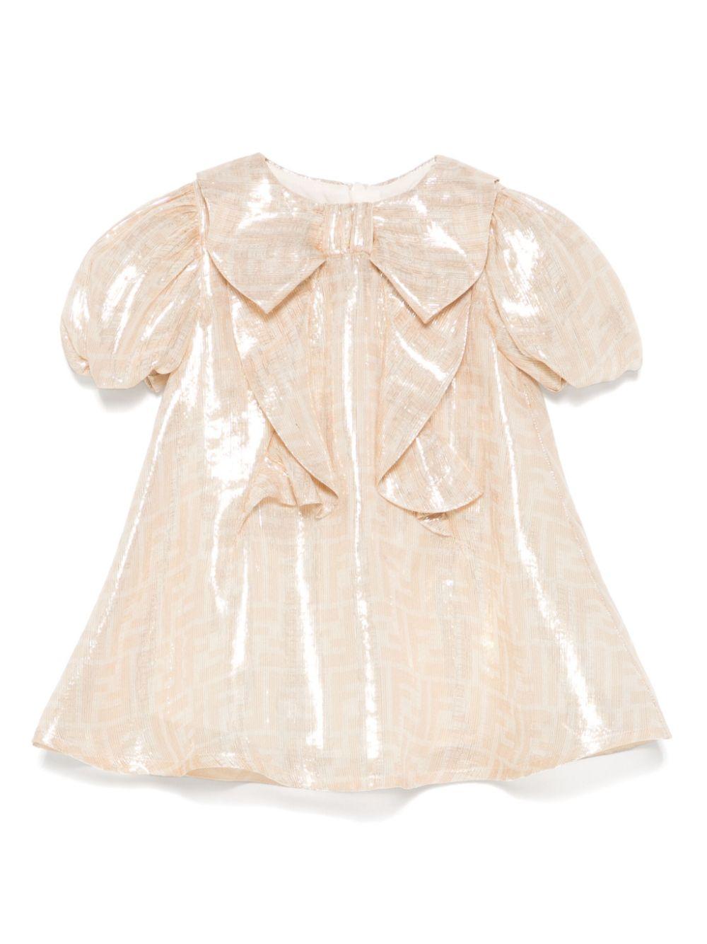 Abito per neonata Fendi Kids color oro con applicazione fiocco - Rubino Kids