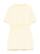 Abito per neonata Fendi Kids giallo con logo FF all - over - Rubino Kids