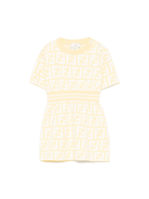 Abito per neonata Fendi Kids giallo con logo FF all - over - Rubino Kids