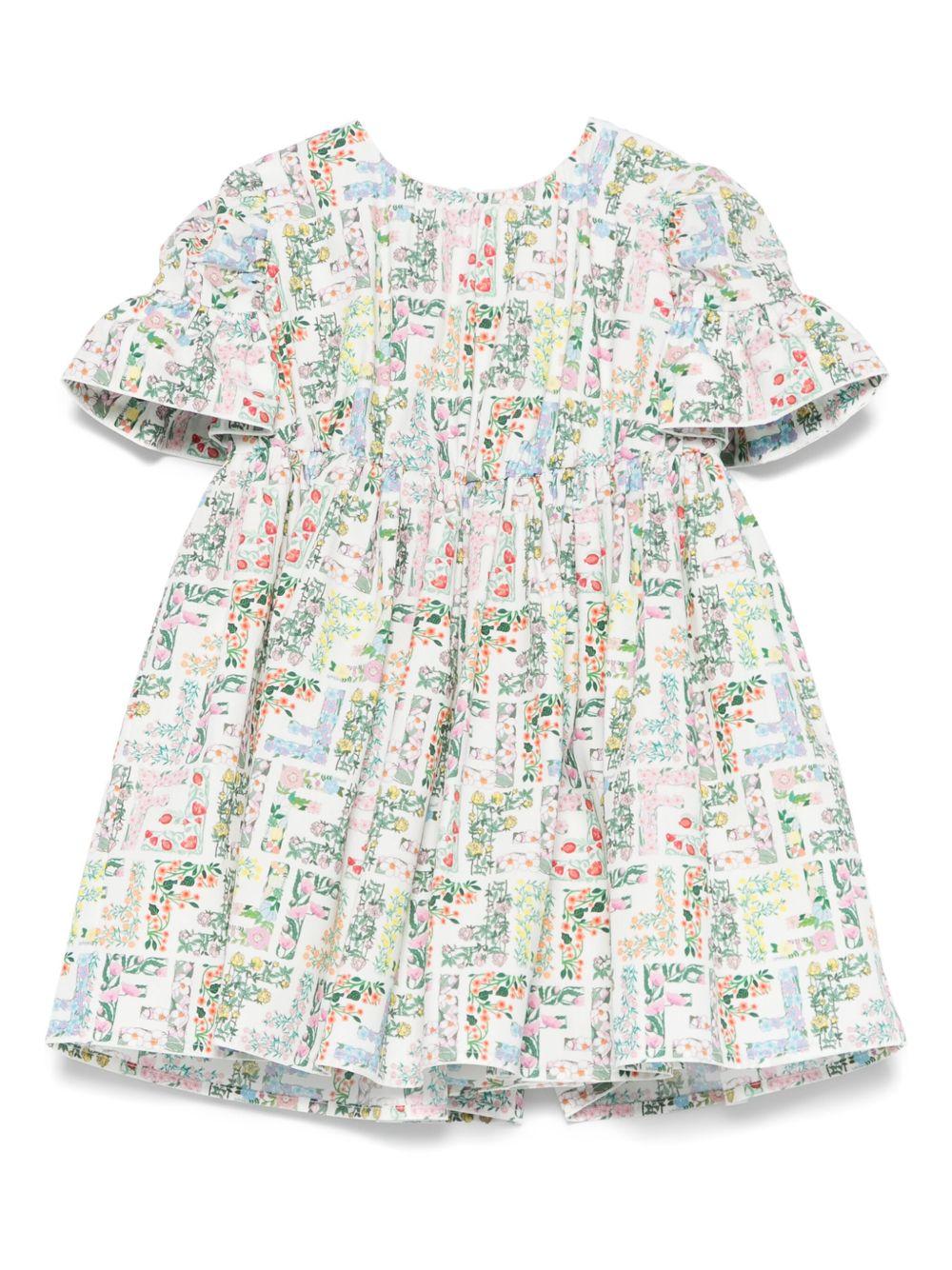 Abito per neonata Fendi Kids multicolore con stampa FF - Rubino Kids