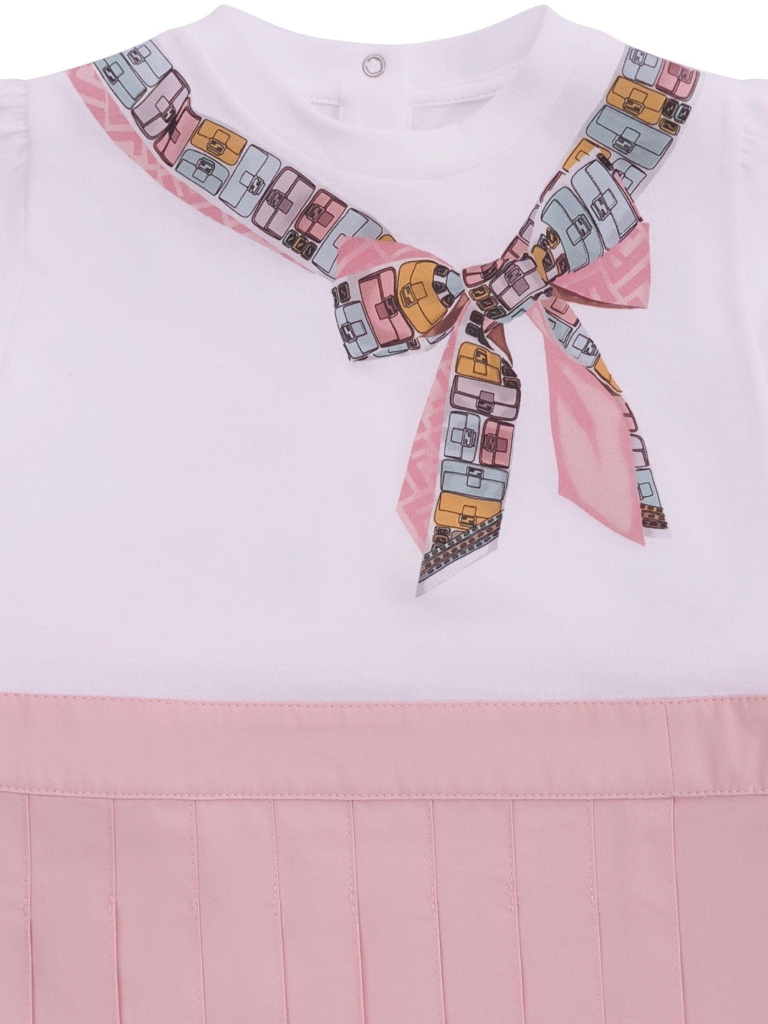 Abito per neonata Fendi Kids rosa con stampa fiocco - Rubino Kids