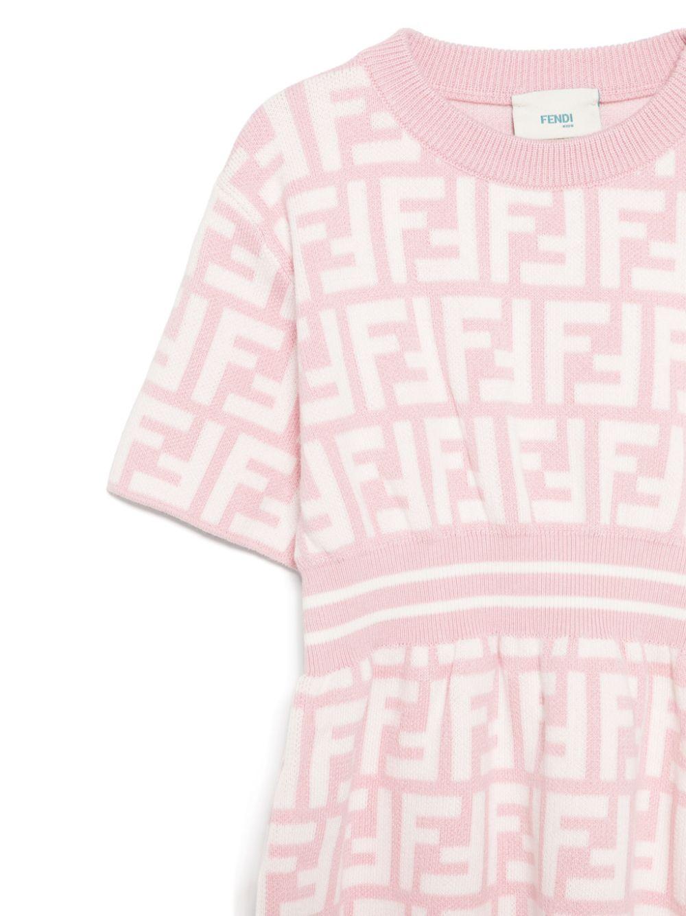 Fendi Kids pink baby girl dress with FF monogram print | Offer Price