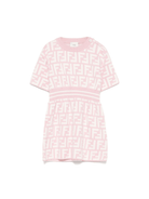 Abito per neonata Fendi Kids rosa con stampa monogramma FF - Rubino Kids