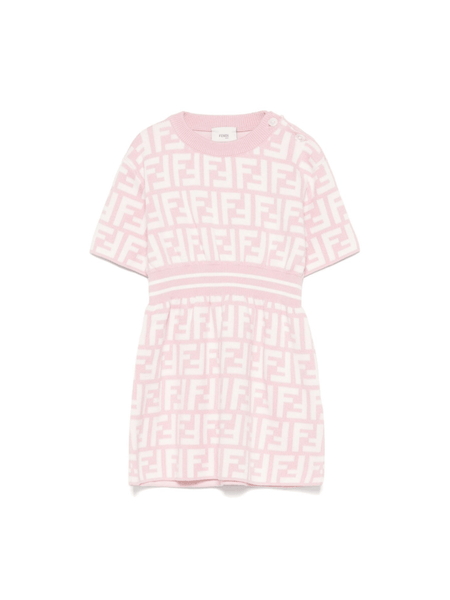 Fendi Kids pink baby girl dress with FF monogram print | Offer Price