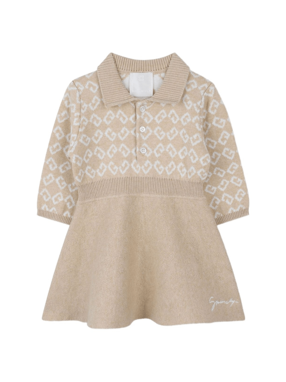 Abito per neonata Givenchy Kids beige con motivo jacquard - Rubino Kids