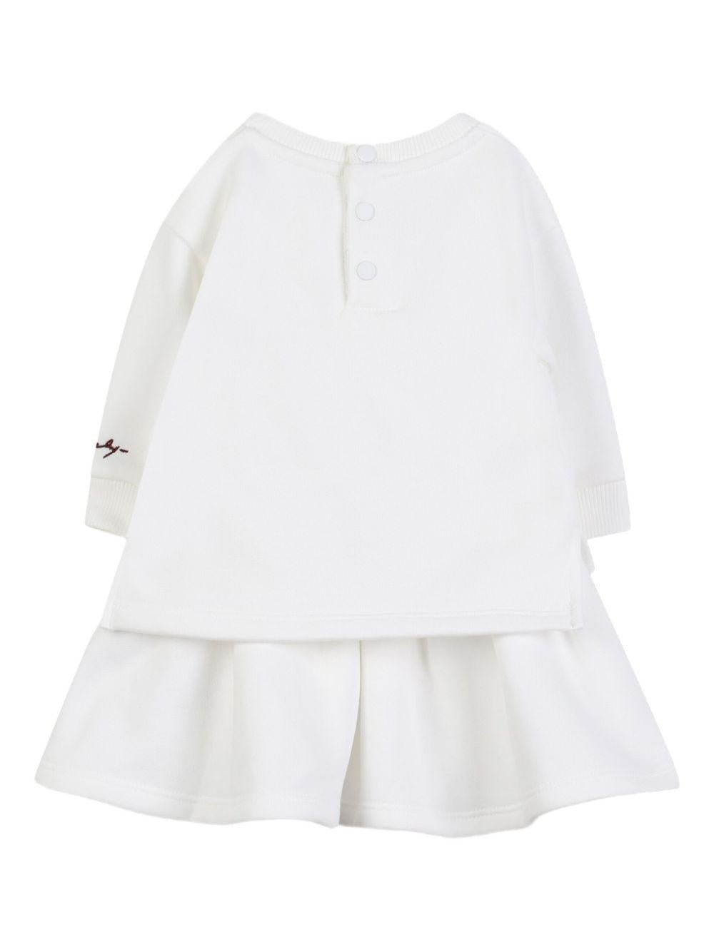 Abito per neonata Givenchy Kids bianco con stampa muso gatto - Rubino Kids