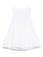 Abito per neonata Il Gufo bianco con ricamo a fiori con chiusura con nodo - Rubino Kids