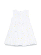 Abito per neonata Il Gufo bianco con ricamo a fiori con chiusura con nodo - Rubino Kids