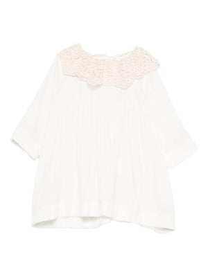 Abito per neonata Jesurum Baby bianco con colletto all'uncinetto