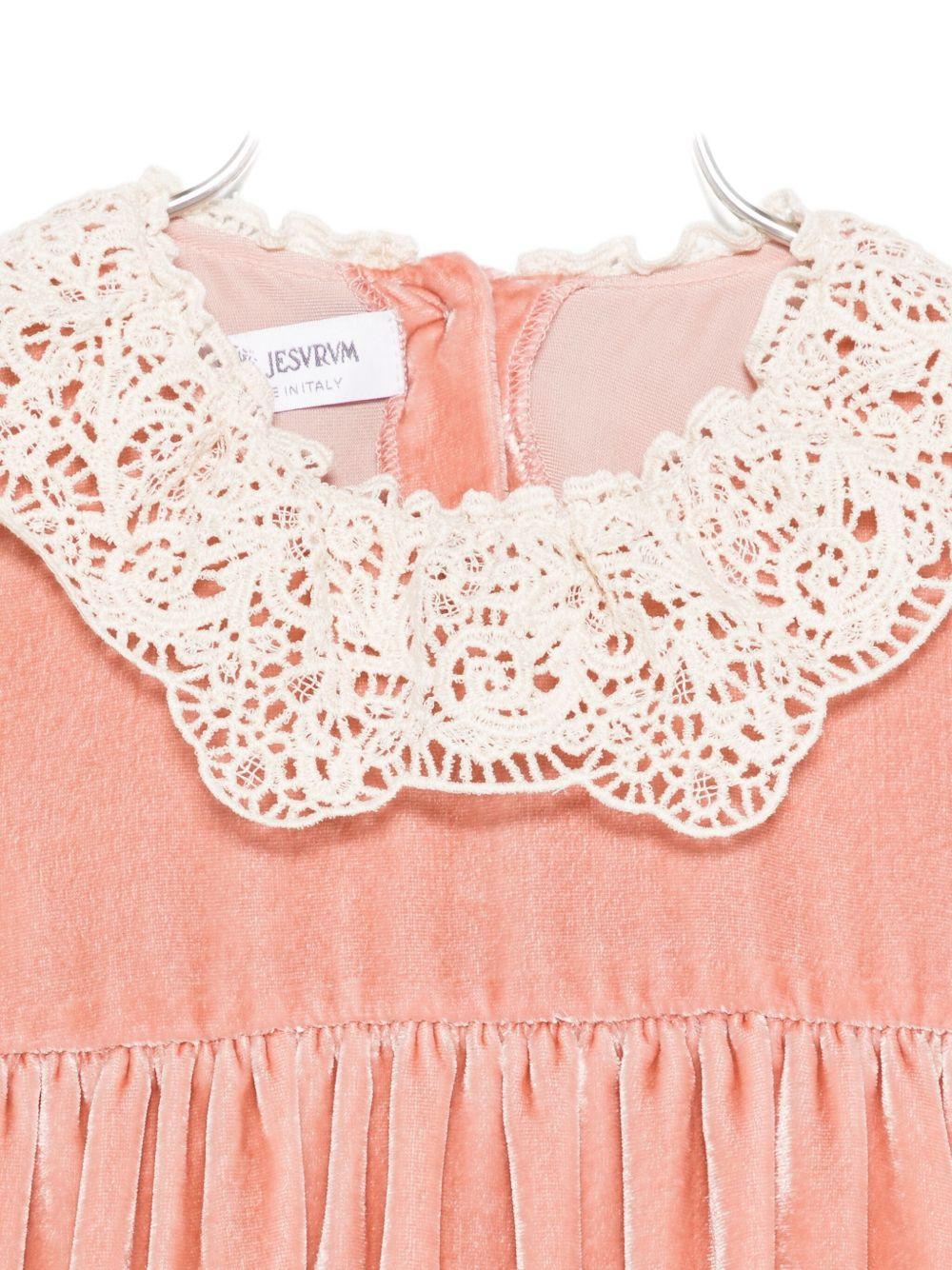 Abito per neonata Jesurum Baby rosa con colletto all'uncinetto - Rubino Kids