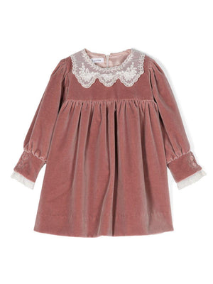 Jesurum Baby pink dress with lace detail for newborn girls