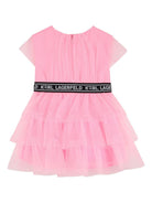 Abito per neonata Karl Lagerfeld Kids rosa con rifinitura logo - Rubino Kids