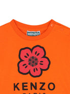 Abito per neonata Kenzo Kids arancione con stampa Boke Flower - Rubino Kids
