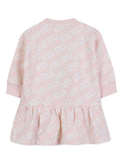 Abito per neonata Kenzo Kids rosa con stampa con logo - Rubino Kids
