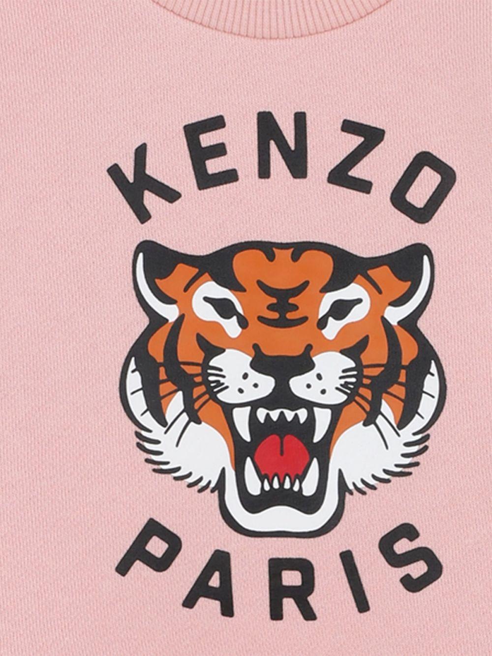 Abito per neonata Kenzo Kids rosa con stampa Tiger Head - Rubino Kids