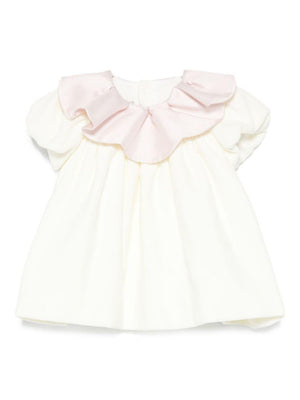 La Stupenderia white baby girl dress with ruffled collar