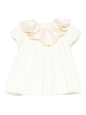 La Stupenderia white baby girl dress with ruffled collar