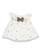Abito per neonata La Stupenderia bianco con ricamo floreale e maniche ad aletta - Rubino Kids