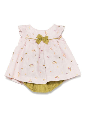 Abito per neonata La Stupenderia rosa con ricamo a fiori
