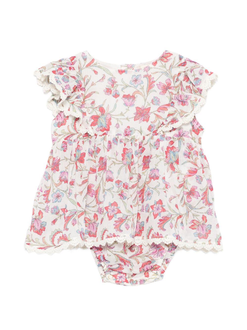 Abito per neonata Louise Misha bianco con stampa fiori all - over - Rubino Kids