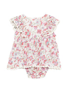 Abito per neonata Louise Misha bianco con stampa fiori all - over - Rubino Kids