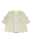 Abito per neonata Louise Misha verde con ricamo floreale - Rubino Kids