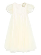 Abito per neonata Maison Ava giallo con applicazioni floreali - Rubino Kids