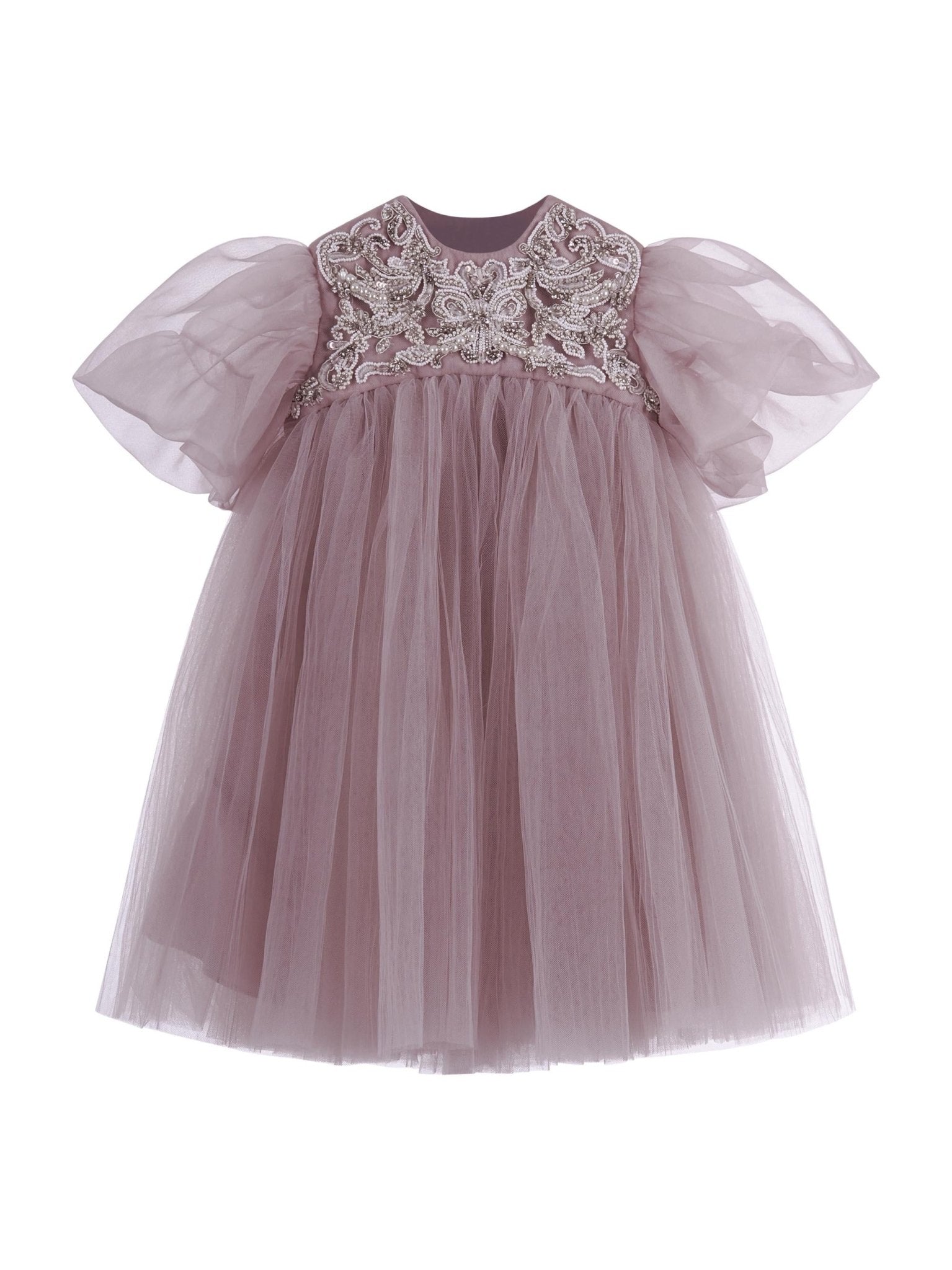 Abito per neonata Maison Ava rosa con decorazione in cristalli - Rubino Kids