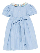 Abito per neonata Mariella Ferrari azzurro con colletto con stampa floreale - Rubino Kids