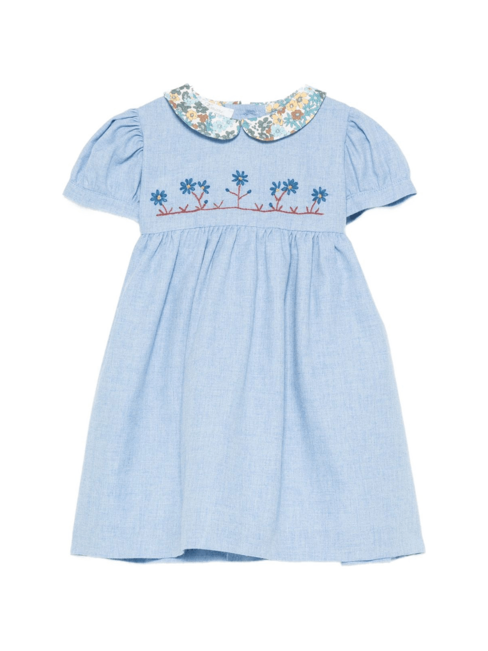 Abito per neonata Mariella Ferrari azzurro con colletto con stampa floreale - Rubino Kids