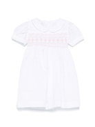 Abito per neonata Mariella Ferrari bianco con inserto con punto smock - Rubino Kids