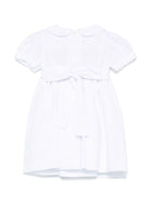 Abito per neonata Mariella Ferrari bianco con inserto con punto smock - Rubino Kids