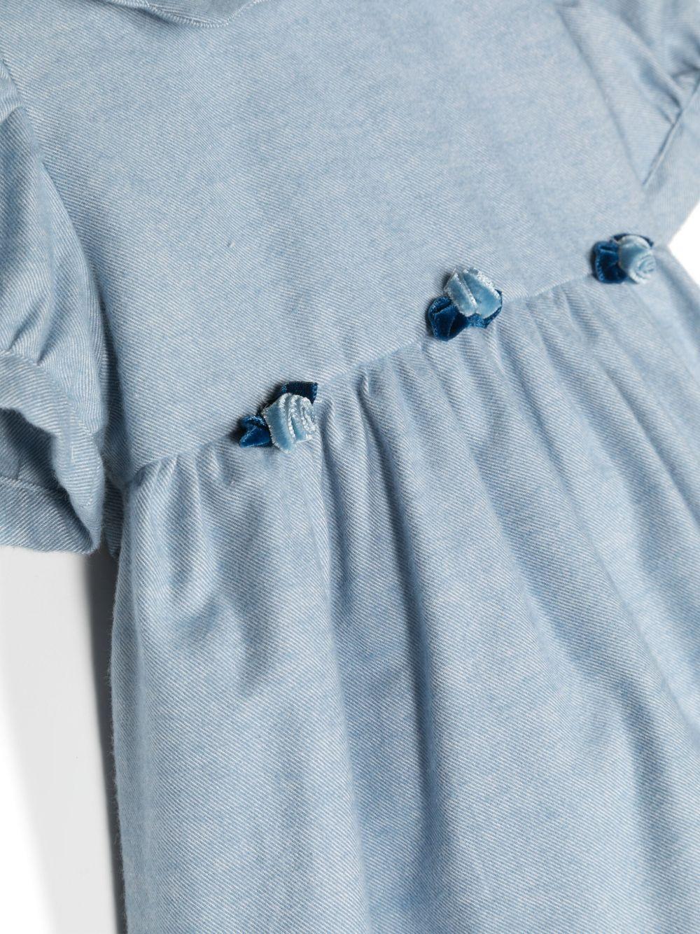 Abito per neonata Mariella Ferrari blu con applicazione a fiori - Rubino Kids