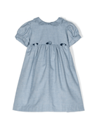 Abito per neonata Mariella Ferrari blu con applicazione a fiori - Rubino Kids