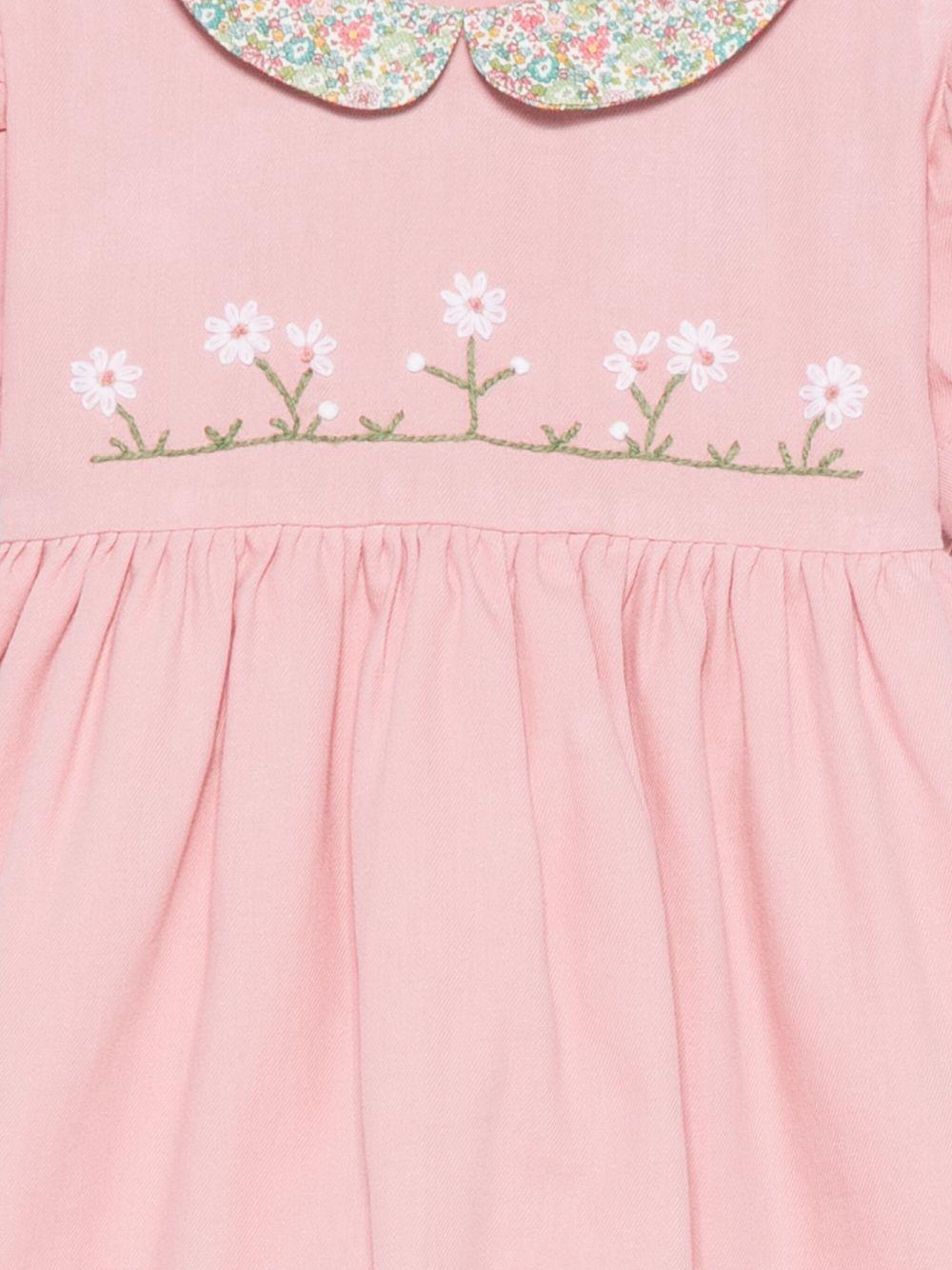 Abito per neonata Mariella Ferrari rosa con colletto floreale - Rubino Kids