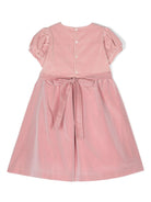 Abito per neonata Mariella Ferrari rosa con maniche a sbuffo e finiture in velluto - Rubino Kids